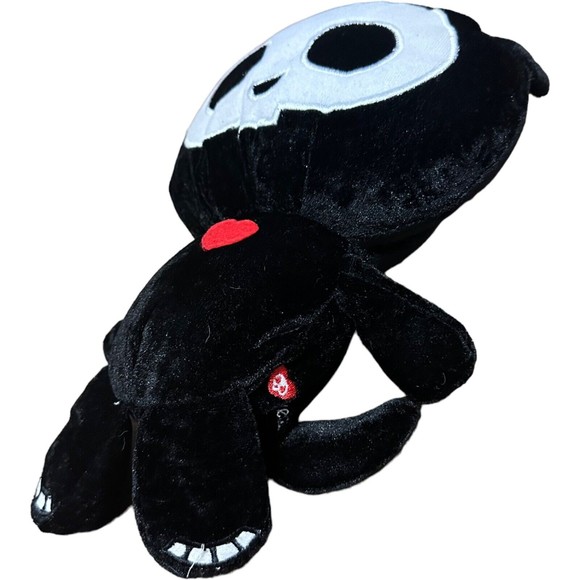 Skelanimals Plush Cat 13" Black White Skeleton Red Heart Fiesta Stuffed - Picture 11 of 16